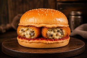 Cheese Mushroom Momo Burger