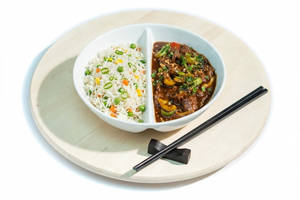 Lamb In Black Pepper Sauce With Fried Rice