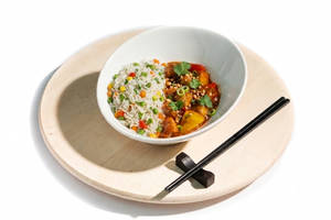 MANCHURIAN CHICKEN WITH FRIED RICE