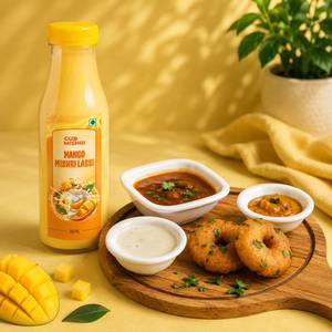 Vada With Sambhar + Mango Mishri Lassi