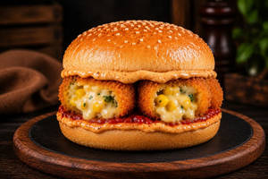 Spinach Corn Cheese Momo Burger
