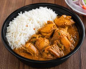 Plain Rice With Chicken Curry