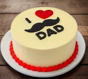 Eggless Vanilla I love Dad Moustache cake