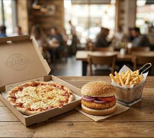 Margherita Pizza 7inches + Aloo Tikki Burger + Fries
