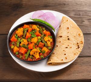 Mix Veg + Tawa Roti (2 Piece)