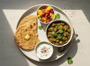 Plain Paratha (4pcs)+ Dahi + Seasonal Sabji+ Salad