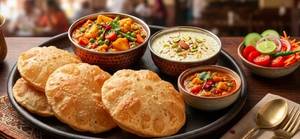 Poori 8pcs+ Kheer+ Seasonal Sabji+ Salad