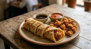 Crispy Chicken Roll 1 + 1/2 Crispy Chicken Popcorn