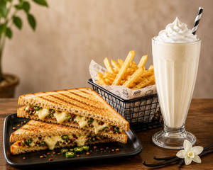 Chilli Cheese Sandwich + French Fry + Milk Shake (vanilla Or Straberry) COMBO