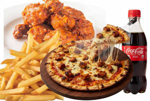 Family BBQ Feast Combo Meal (12" Neapolitan BBQ Chicken Pizza + 4 BBQ Wings + Crispy Fries + 2 Coke)