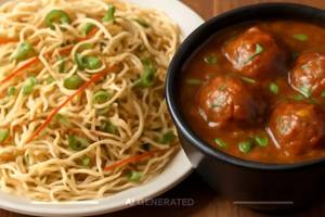 Veg Noodles + Veg Manchurian Gravy