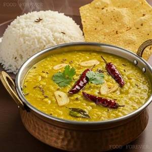 Dal Tadka Jeera Rice Combo/thali+bt. Milk+ro Papad+achar+onian