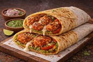 Achari Soya Tikka Kathi Roll