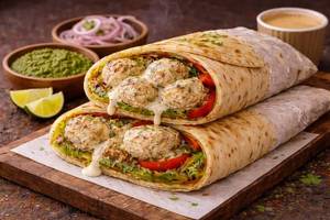 Afghani Soya Tikka Kathi Roll
