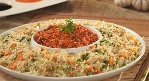CHICKEN CHAPPAD RICE with gravy