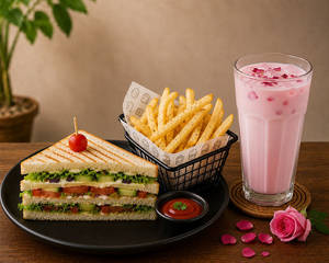 Veg Club Sandwich + Rose Milk + French Fry COMBO