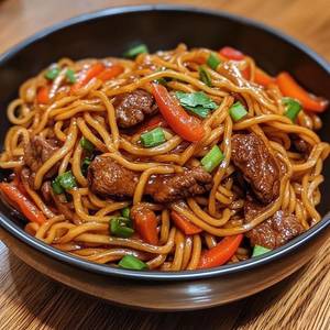 Schezwan beef noodles