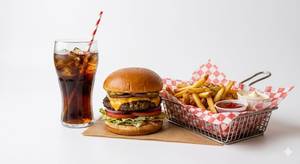 Mr.america Burger + Fries + Cake