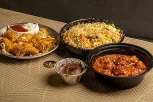 Hakka Noodles + Manchurian + Spring Roll + 2 Lava Cake