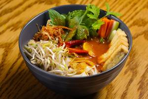 Asam Laksa Curry With Flat Rice Noodle