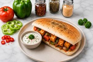 Chilly Paneer Sandwich With Ranch Yoghurt