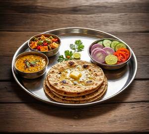 Dal Fry + Veg Sabji + Salad + 4 Roti
