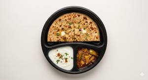 Aloo Paratha with Curd and Pickle