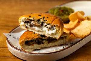 Mushroom & Cheese Stuffed Burger (baked)