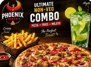 Combo For -1 Non- Veg( One Cp Nveg Pizza+fries+mojito Water Melan