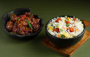 Chicken Fried Rice With Chilli Chicken Dry