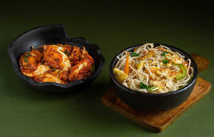 Egg Noodles With Egg Manchurian