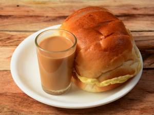 1 Sweet butter bun + 1 Adrak chai