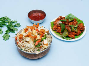 Chicken Noodles + Chicken Manchurian