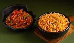 Schewzan Veg Fried Rice With Honey Chilli Potato