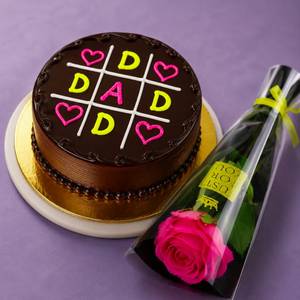 Chocklate Cream Cake With Single Rose  (Half kg)