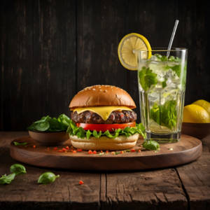 Aloo Tikki Burger + Fries + Classic Mojito