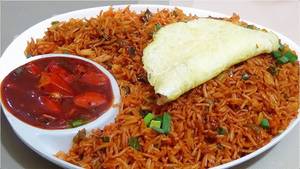 Egg Tripal Schezwan Rice 