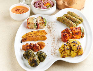 Paneer Tikka + Mushroom Tikka + Hara Bhara Kebab + Chaap