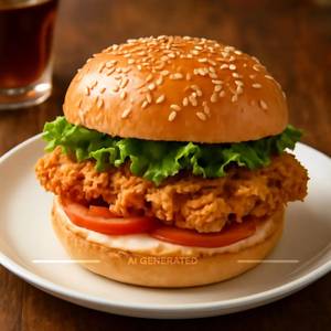 Golden Fried Chicken Burger
