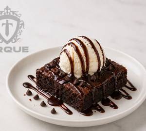 Brownie With Ice Cream And Chocolate