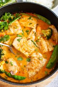 Sliced Fish Red Thai Curry