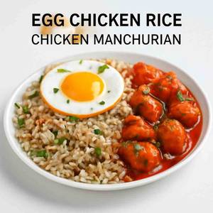 Garlic Egg Fried Rice + Chicken Manchurian (2pc)