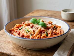 Pink sauce pasta