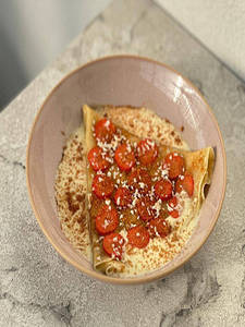 Fraise With Chocolate Biscoff Crepe With Creme Anglaise