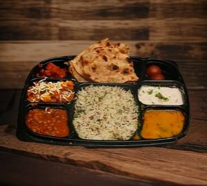 Jeera Rice With Dal Fry With Mix Veg With Achar With Salad