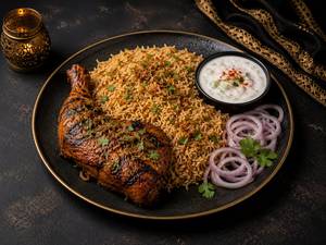 Brown Basmati Rice  with Grilled Chicken Leg Thai