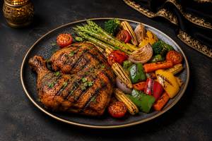 Grilled Chicken Leg ThaiWith Grilled Vegetables