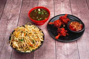 Egg Hakka Noodles Half + Chicken Dry Fry 4 Pcs