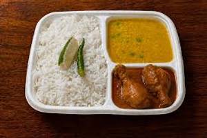 Plain Rice +Chicken Curry 2 Pcs