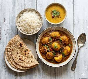 Aloo Dum+4 Tandoori Roti+Plain Rice+Plain Dal